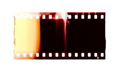 Color 135 type (35mm) film strip template positive (slide) isolated on white background with work path.