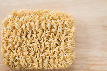 Close-up dried noodles on plank, Instant noodles