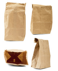 Set of blank brown paper bag