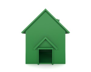 Green house isolated on a white backround. 3D illustration
