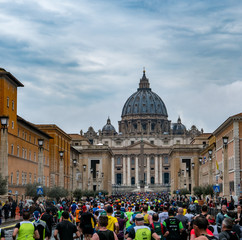 Naklejka na ściany i meble Rome Marathon and S:t Peters Cathedral