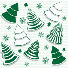 Pattern with green fir-trees. Vector illustration.