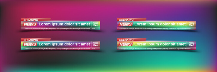 Breaking News templates title on colour background for screen TV channel. Flat vector illustration EPS10