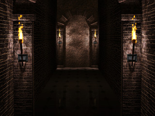 Fototapeta premium Arches with torches backgroun