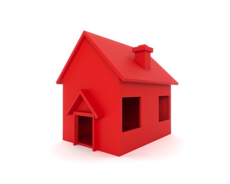 Red house isolated on a white backround. 3D illustration