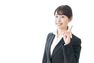 business woman pointing to something