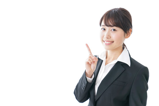 business woman pointing to something