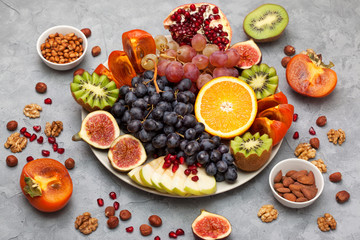  platter with fresh fruits and nuts