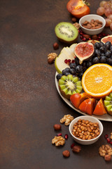  platter with fresh fruits and nuts