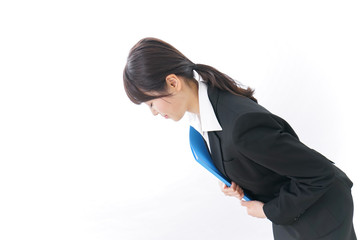 business woman bowing to someone