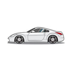 Japan tuned car. Car sketch. Side view.