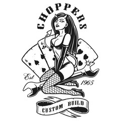 Obraz premium Rockabilly girl devil (monochrome raster version)