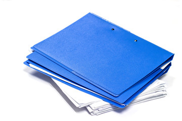 blue files folder. retention of contracts and paper. with isolated white background