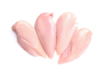 Four fresh chicken fillets isolated on a white background