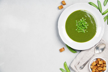 Fresh green pea soup