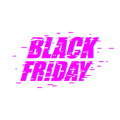 Black Friday Glitch effect emblem. website display online store. Day of sales. Vector illustration