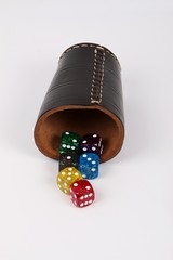 Spielwürfel mit einem Leder Würfelbecher