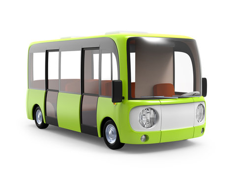 modern cartoon bus green