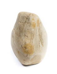 Single natural stone on white background, close-up