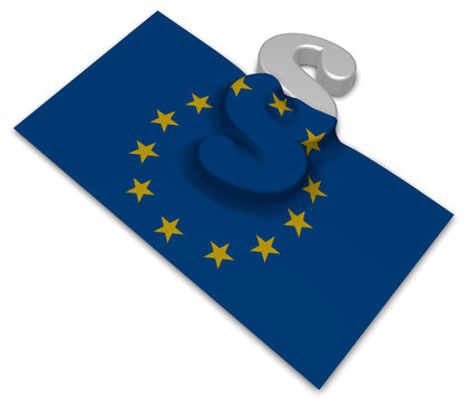paragraph symbol and flag of the european union - 3d rendering