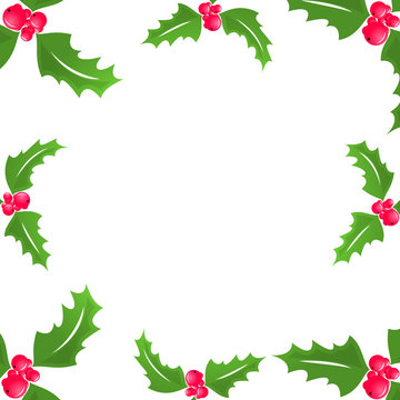 Christmas holly on white background