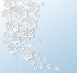 White paper snowflakes on blue background.Vector.