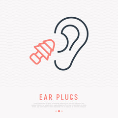 Obraz premium Earplug thin line icon. Modern vector illustration of ear protection.