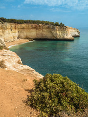 Fototapeta na wymiar Cliffs and sand beaches near Benagil