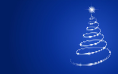 Magic Christmas tree on blue background with copyspace. Vector.
