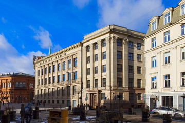 Fototapeta na wymiar The Latvijas Radio building in Riga's Cathedral Square