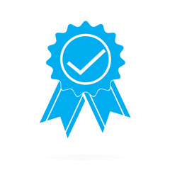 approved or certified medal icon on white background. blue approved or certified medal sign. flat style.