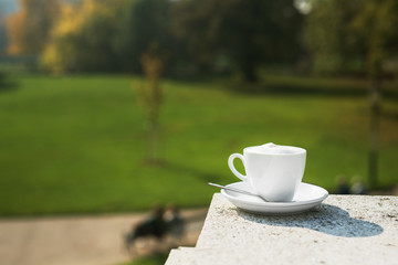 White coffee cup with foam