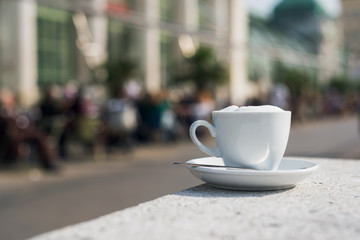 White coffee cup with foam