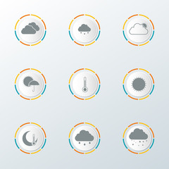 Set of icons with the weather