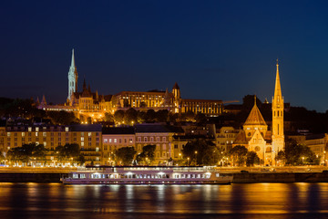 Fototapeta na wymiar Budapest By Night Buda Side Skyline in Hungary