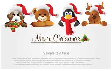 Christmas Banner With Cute Animals