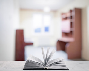 open book in the living room
