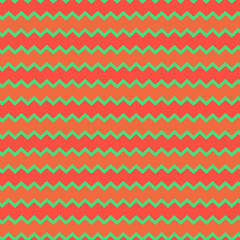 Retro chevron pattern background with green and orange colors. Vector illustration, template.