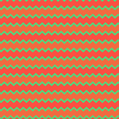 Retro chevron pattern background with green and orange colors. Vector illustration, template.