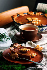 Pumpkin Pie.style rustic. selective focus