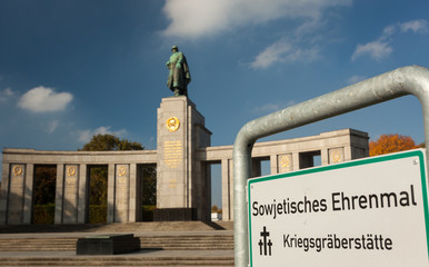 Russian World War Second Memorial in Berlin, Sign in Focus