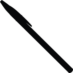 A black and white silhouette of a biro pen