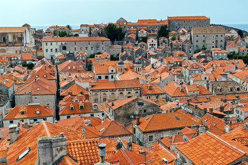 Fototapeta na wymiar Dubrovnik Old Town roofs general view - Croatia. In 1979, the city of Dubrovnik joined the UNESCO list of World Heritage Sites.