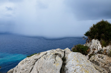 Summer storm approaching the coast in Majorca, Spain