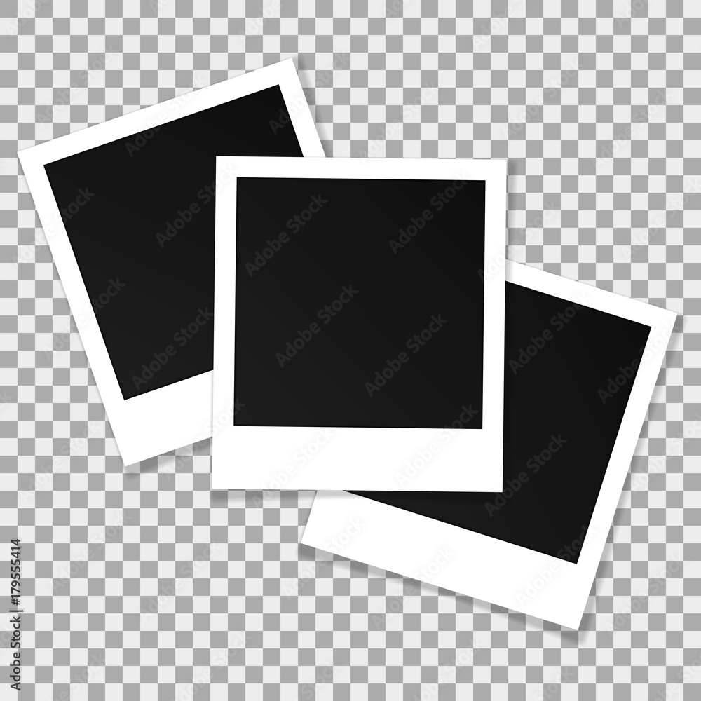 Sticker set of square vector photo frames. collage of realistic frames isolated on transparent background. t