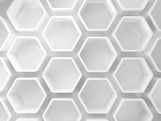 Fototapeta premium Abstrakcjonistyczna biała honeycomb instalacja, 3d