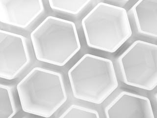 Abstract white honeycomb installation 3 d