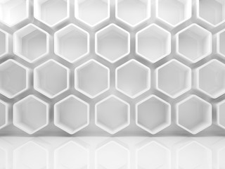 Abstract interior with white honeycombs