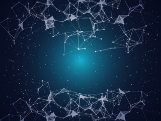 Abstract geometrical blue background.Connection structure. Futuristic background connecting dots and lines .