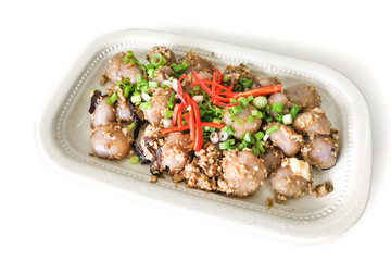 Serving of delicious popular Chinese Hakka dish named abacus seeds © ThamKC